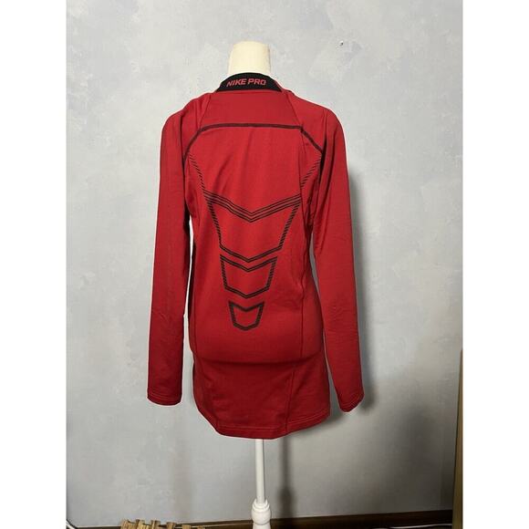 Nike Pro Dri-Fit Compression Women’s Gym Workout Long Sleeve Red Shirt - Picture 5 of 12